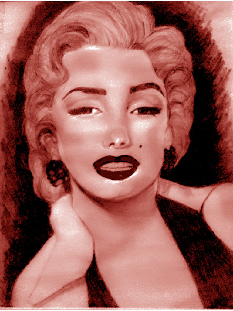 Marilyn monroe Black and white charcole and graphite drawing